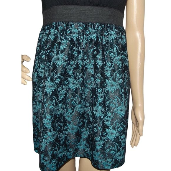 Mind Code Dress Womens Size Medium Black & Teal Lace Elastic Waist Y2K Retro Sty - Picture 6 of 8